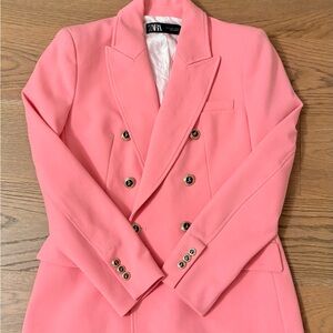 Zara Pink Double-Breasted Blazer